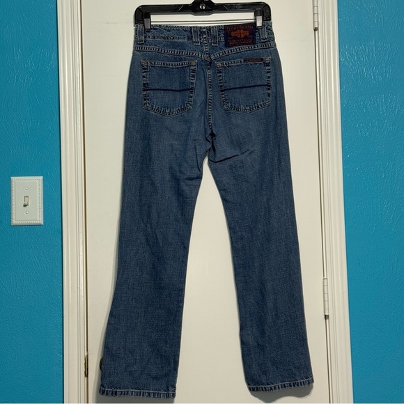 Lucky Brand Dungarees Rancher Flare Wide Leg Blue Jeans Vintage Y2K 25 Short EUC - Picture 15 of 15